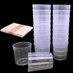 24 Pcs Clear Scale Cups, 100Ml/3.4Oz Plastic Graduated Cups With 50 Pcs Wooden Stirring Sticks For Epoxy, Resin, Stain, Mixing Paint