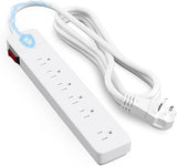 Power Strip with 4 ft Cord and 5 AC Outlets Plus 1 Widely Spaced Outlet and Flat Plug