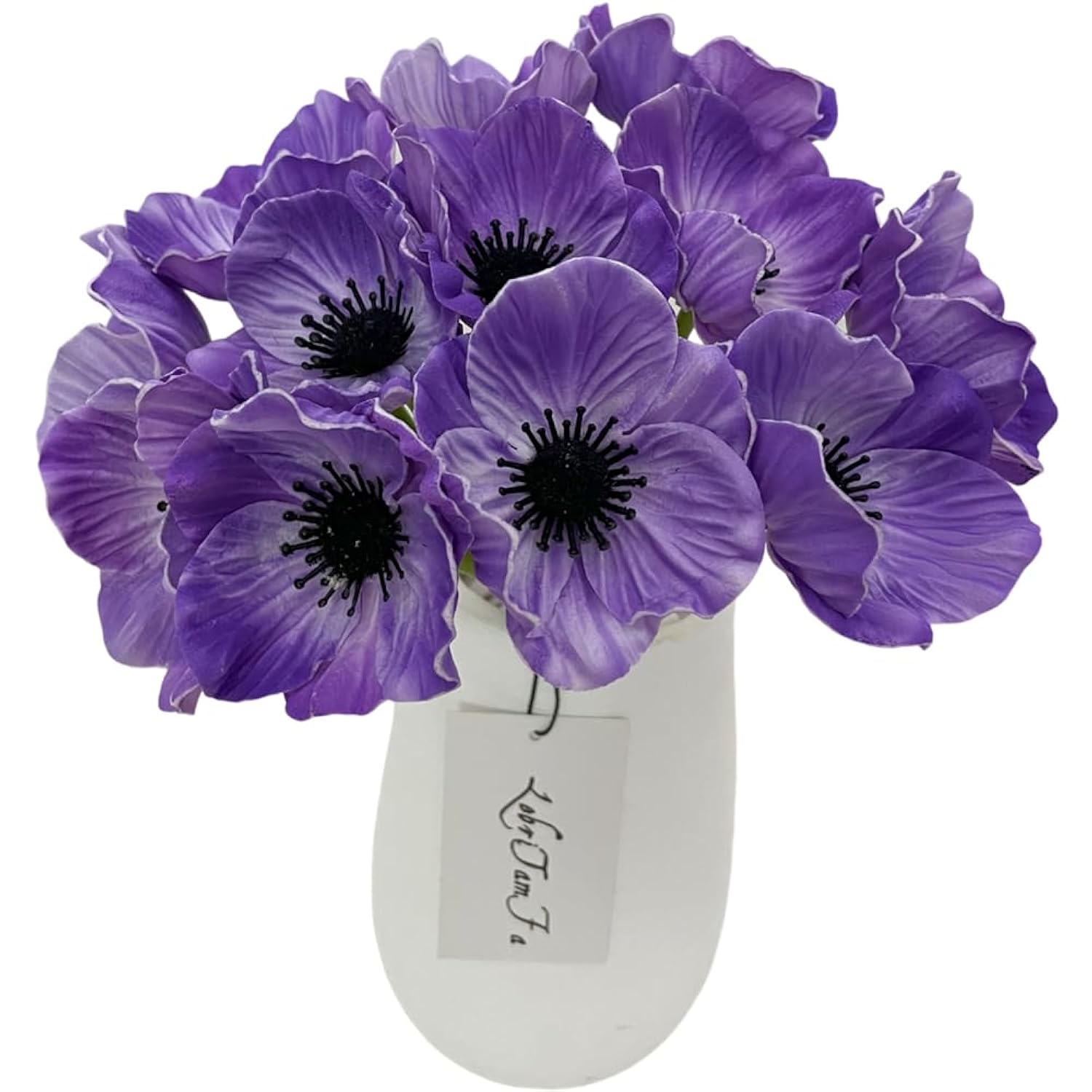 14Pcs Real Touch Anemone Poppy Bouquet For Artificial Flower Decor Kitchen Table Centerpiece Vase Home Greenery Wedding Holding Flowers Backdrop Arch Wall (Purple)