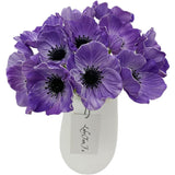 14Pcs Real Touch Anemone Poppy Bouquet For Artificial Flower Decor Kitchen Table Centerpiece Vase Home Greenery Wedding Holding Flowers Backdrop Arch Wall (Purple)