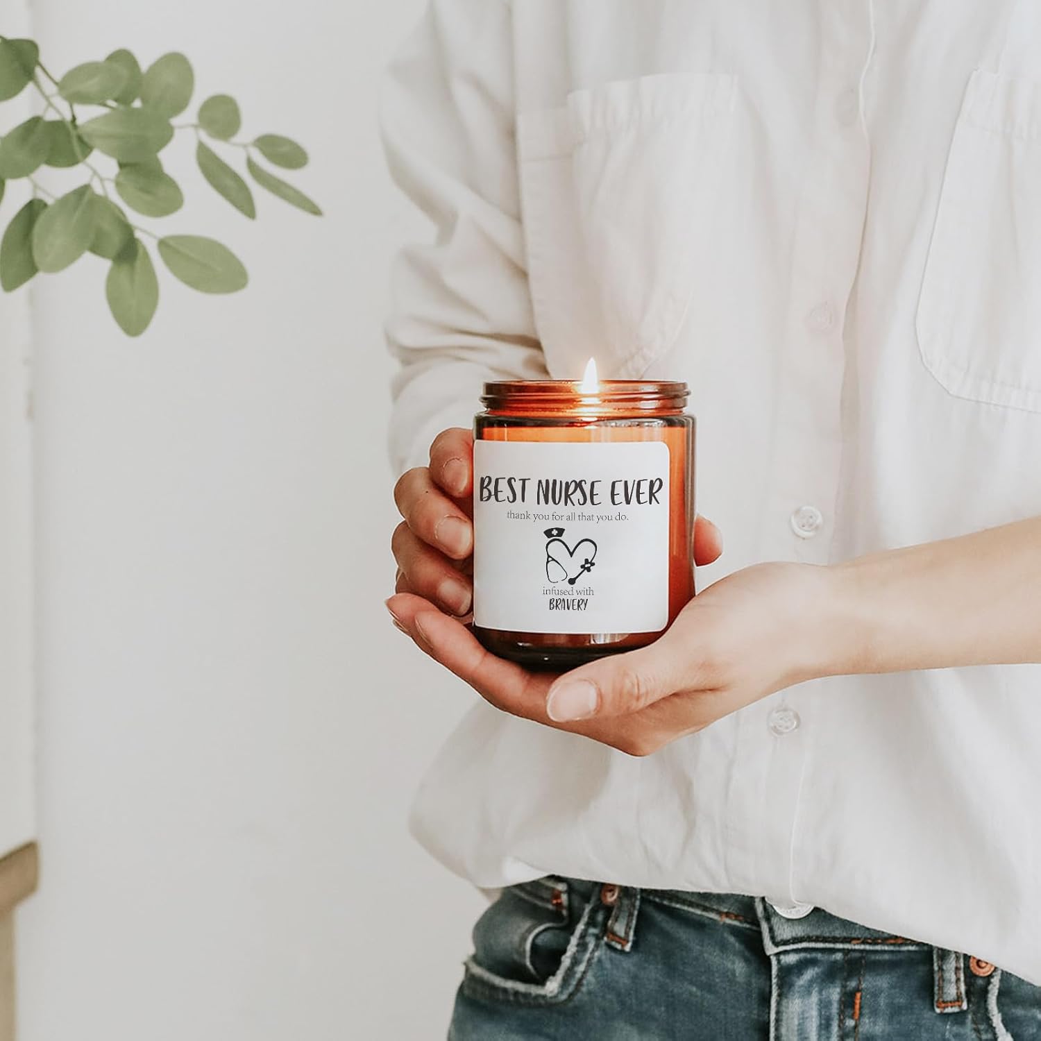 Nurse Gift For Women,Best Nurse Ever Candle, Thanksgiving Funny Gift For Nurse Week Appreciation Graduation Retirement,Christmas Nurse Practitioner, Rn Gifts For Women,Sandalwood Sectend Candle,7Oz