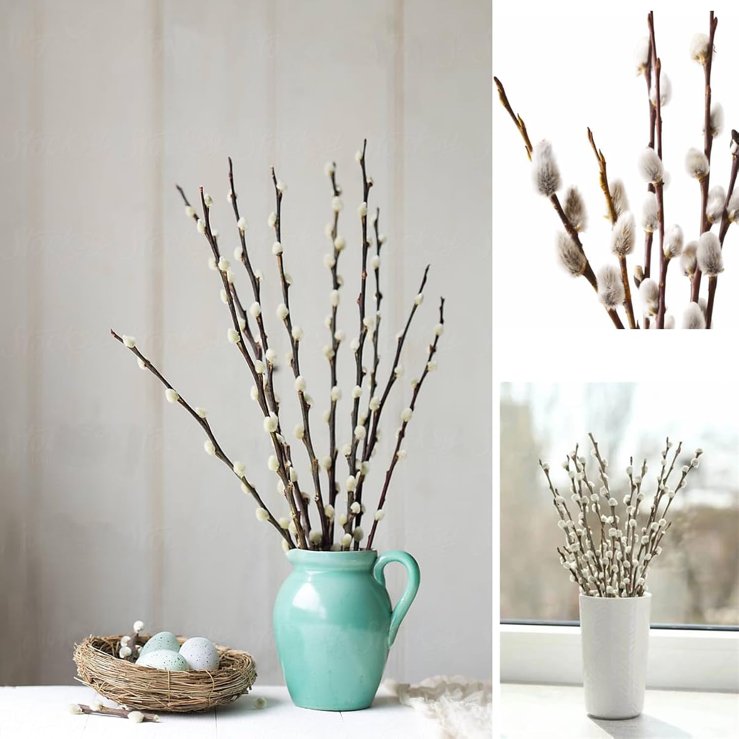 30 Branches Pussy Willow Branches For Vases 23 Inches Natural Dried Pussy Willows Real Dried Flowers 2 Years Long Lasting For Home Decoration