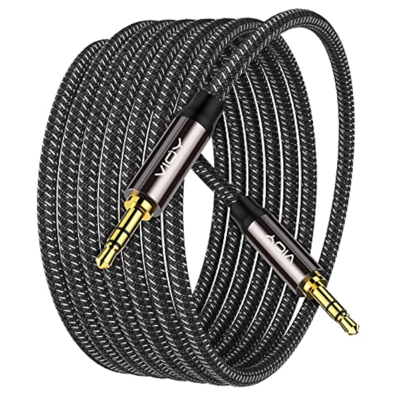 Aux Cable (20 Ft), [Copper Shell, Hi-Fi Sound] 3.5 Mm Male To Male Braided Auxiliary Cord Compatible With Headphone, Smartphone, Home/Car Stereo, Speaker, Echo & More