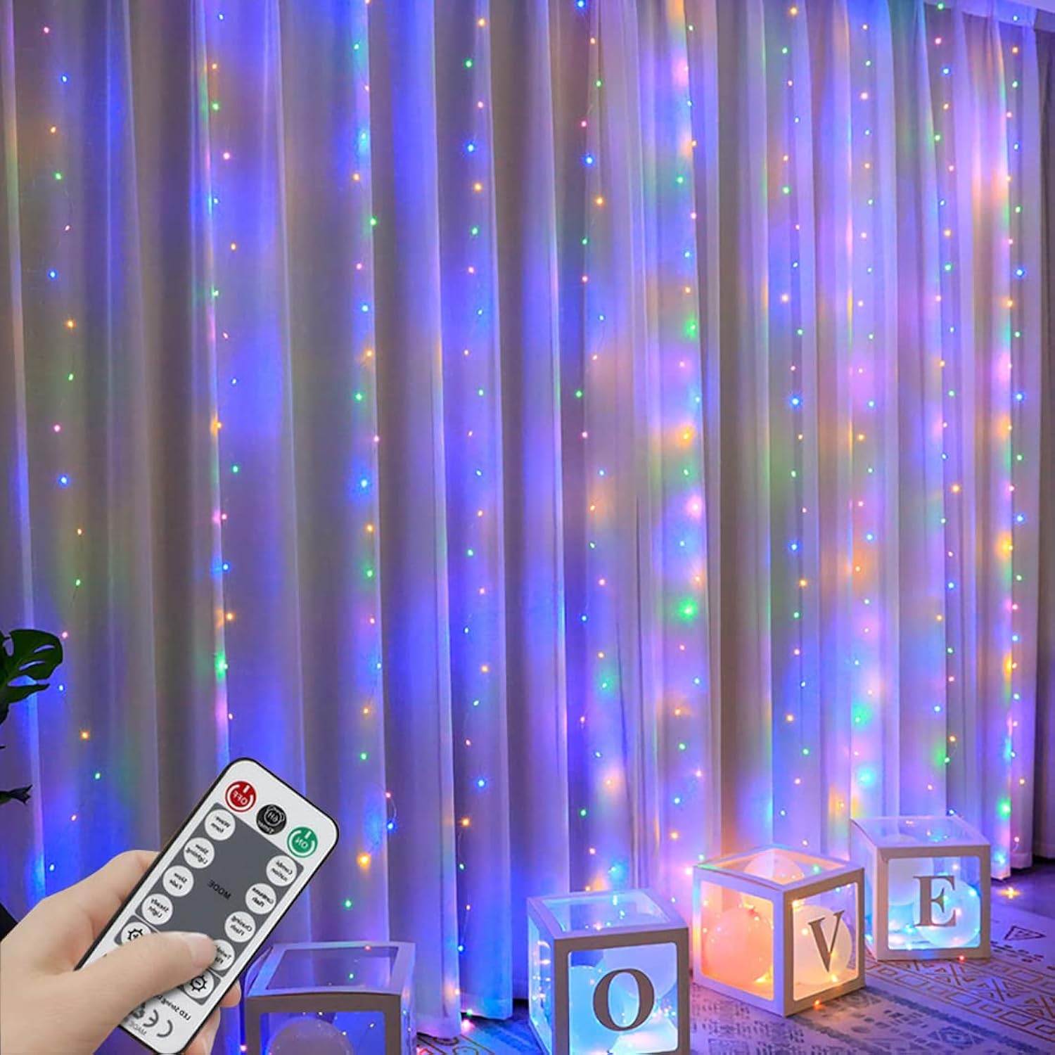 Curtain String Lights, Waterproof Copper Wire Curtain Lights With Control, 8 Modes Usb Fairy Lights Plug In Good For Wed