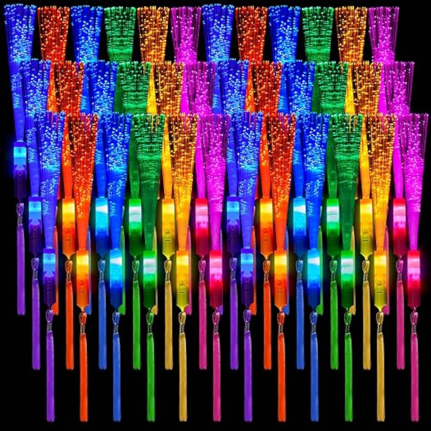 36-Pack LED Fiber Optic Wands 3 Modes Glow Sticks for Party Wedding Holiday