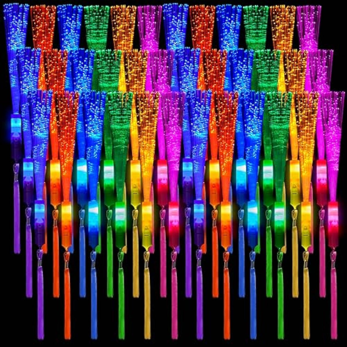 36-Pack LED Fiber Optic Wands 3 Modes Glow Sticks for Party Wedding Holiday