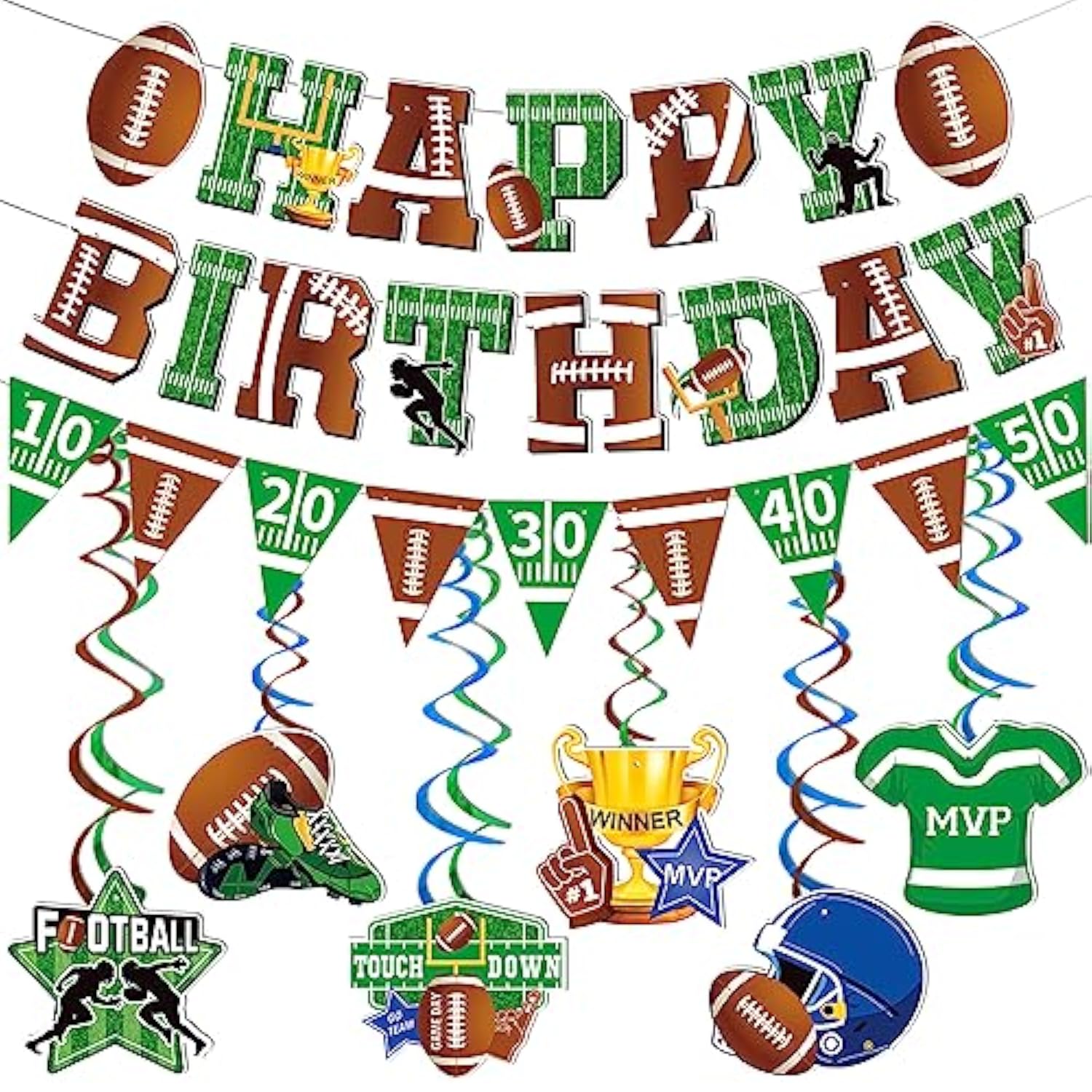 36Pc Football Birthday Banner - Football Party Decorations With Super Bowl & Themed Party Supplies