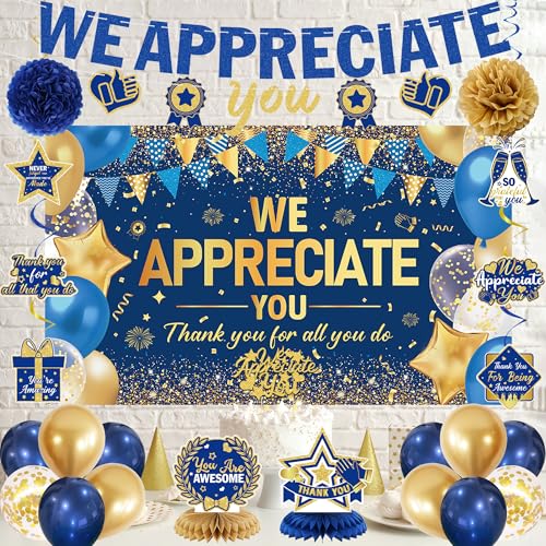 Blue Gold We Appreciate You Decorations Set for Men Women