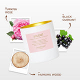 Soloist Scented Candle - Aesthetic Candle For Home, Turkish Rose, Black Current & Wood, Clean Coco Wax Blend, Vegan, Paraben Free, 45-Hour Long Lasting Burn - 8Oz