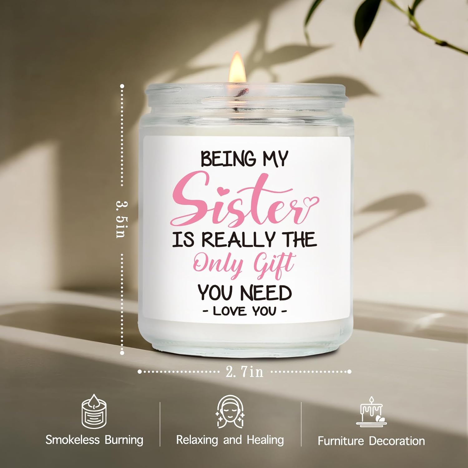 Funny Scented Candle Gifts For Sister From Sisters Brother, Being My Sister Is The Only Gift You Need, Best Friend Candles Gift For Her, Birthday Christmas Candles For Women-29