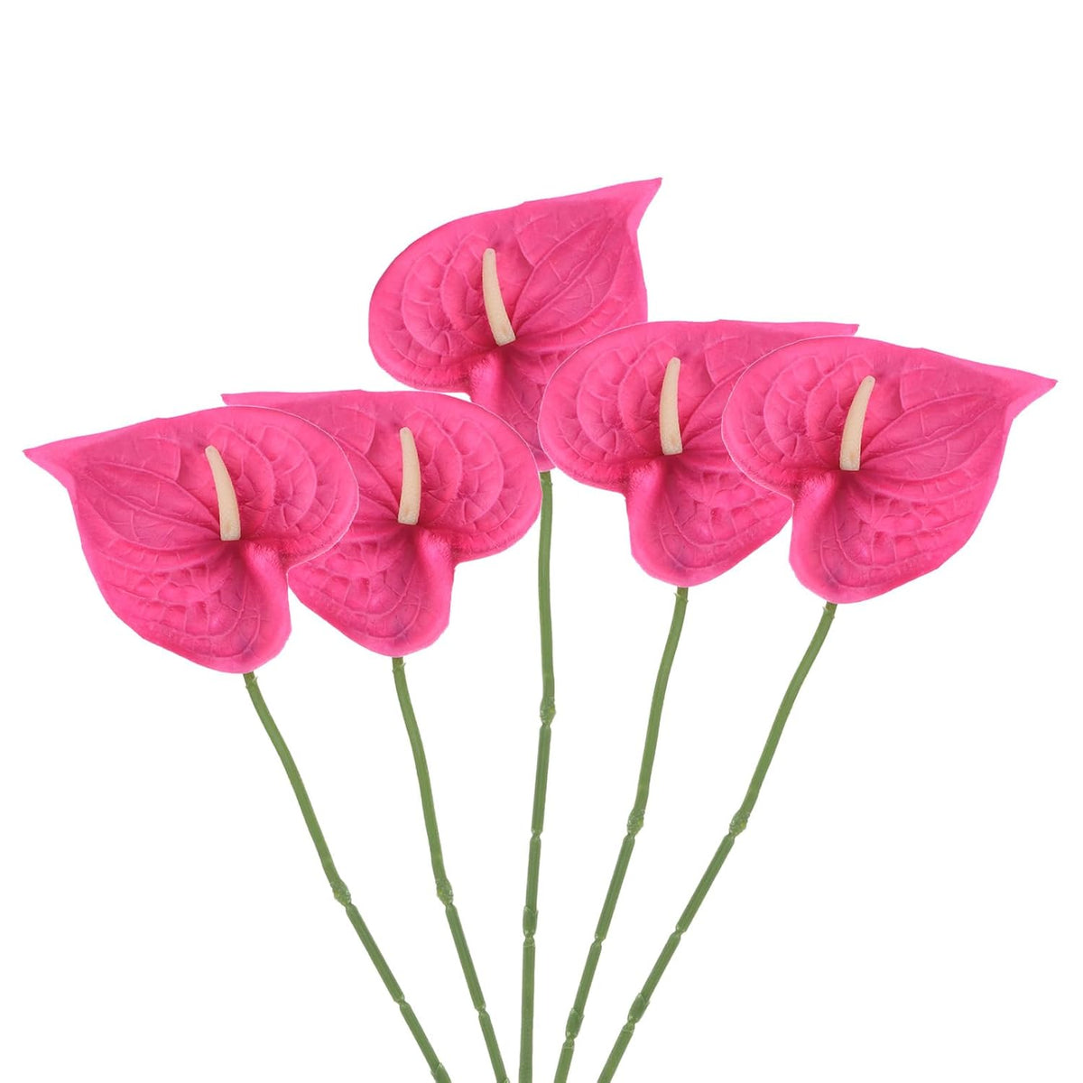 13" Artificial Anthurium Lily Flowers, 5 Pack Permanent Flower Floral Arrangements Bouquet For Home Decor Bridal Wedding Festival Party, Dark Pink