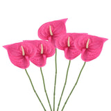 13" Artificial Anthurium Lily Flowers, 5 Pack Permanent Flower Floral Arrangements Bouquet For Home Decor Bridal Wedding Festival Party, Dark Pink