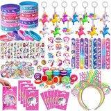 146Pcs Unicorn Party Favors Birthday Supplies Girls, Headband Bag Bracelet Stamper Keychain Slap Bracelet Tattoo Sticker Ring, Goodie Stuffer Pinata Filler Rainbow Unicorn Party Supplies Decor