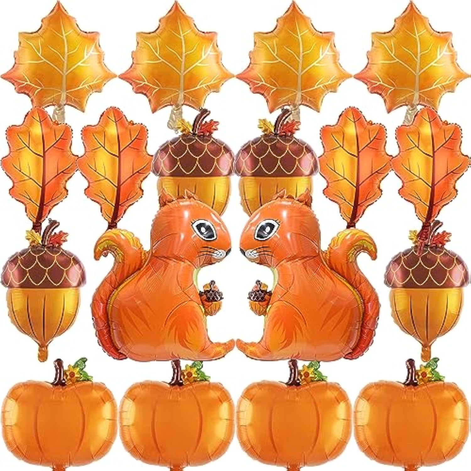 18pcs Fall Thanksgiving Foil Balloons Maple Leaf Pumpkin Acorn Squirrel for Autumn Party Decor