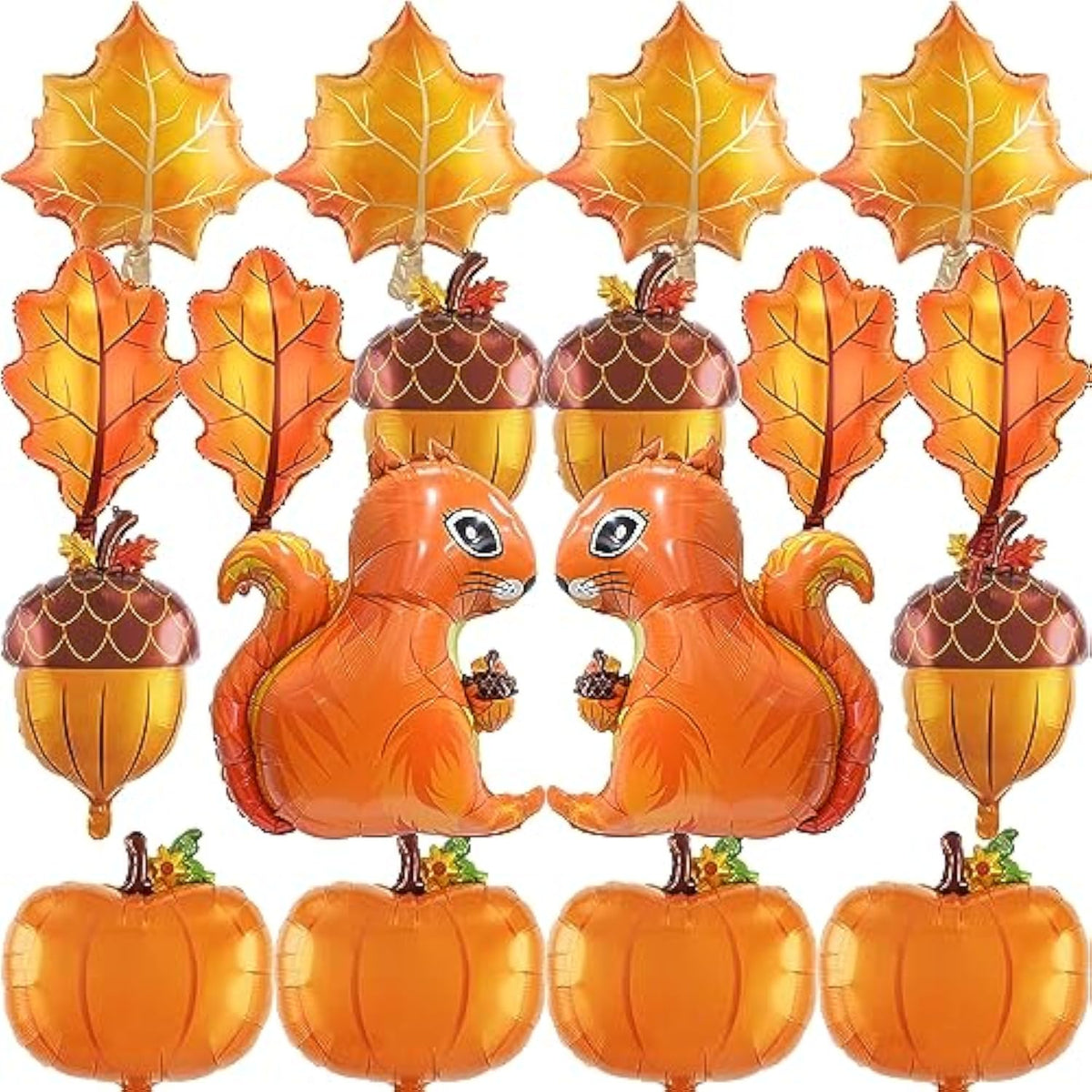 18pcs Fall Thanksgiving Foil Balloons Maple Leaf Pumpkin Acorn Squirrel for Autumn Party Decor