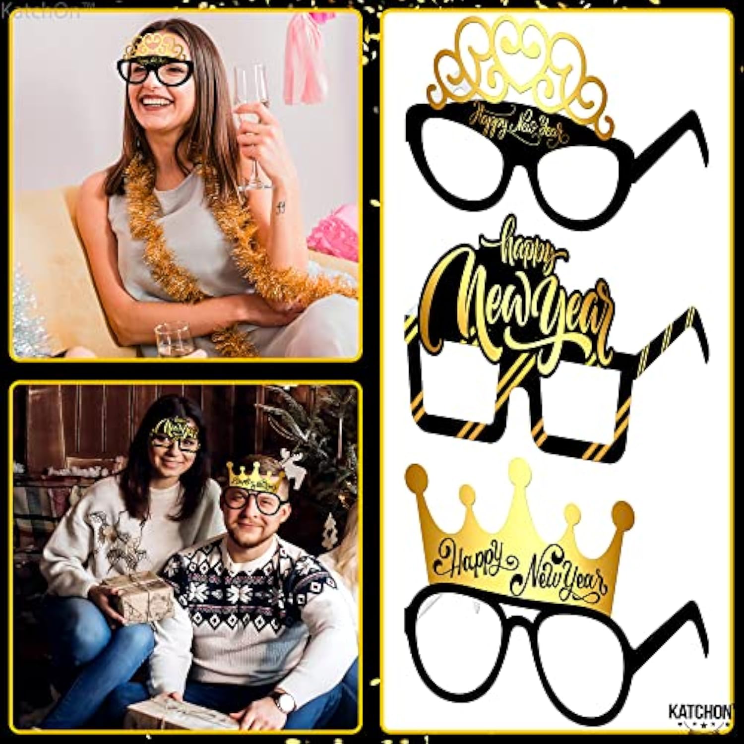 12 Pcs 2026 New Year Eyeglasses Party Supplies