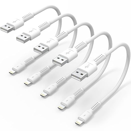5 Pack 6 Inch Lightning to USB Charging Cable Short Fast Charger Cord for iPhone 12 11 XS XR iPad Air Mini