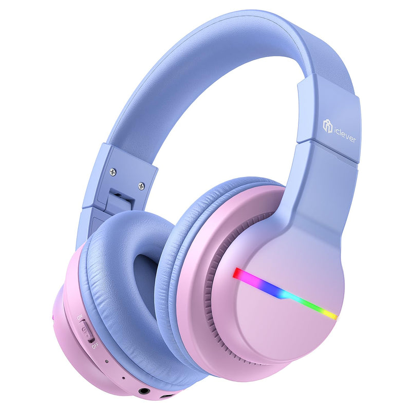 iClever BTH12 Kids Headphones, Colorful LED Lights Kids Bluetooth Headphones w