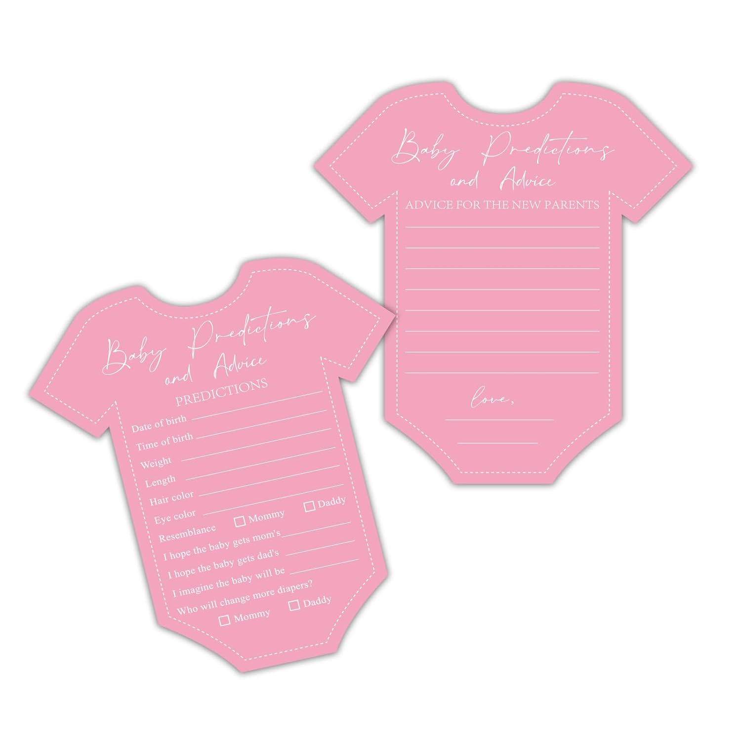 Baby Shower Advice & Prediction Cards - 36 Count Double Sided Wishes Game Cards For Girl - Baby Shower Decoration Fun Baby Time Prediction Activity And Keepsake For New Parents