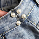 Jean Button Pins, Adjustable Jean Button, Detachable Jean Button Pin, No Sewing Required, Perfect Fit Instant Jean Button.(White Pearl)