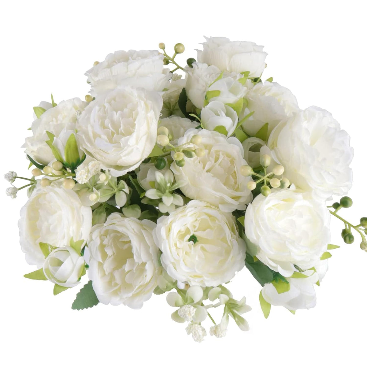 4 Bunches Peony Artificial Flowers White Flowers Silk Peonies Bouquets For Wedding Party Table Centerpieces Floral Arrangement Home Kitchen Decor