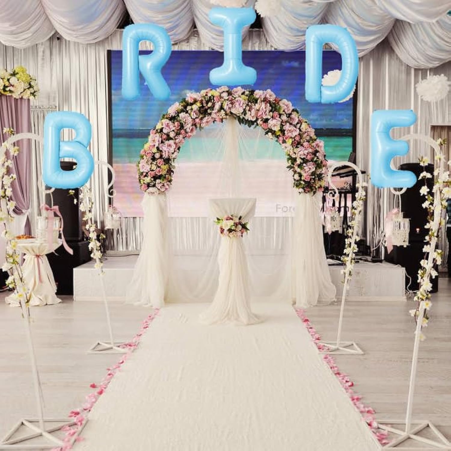 Macaron Blue Bride Balloons Wedding Bachelorette Balloons Letter Balloon Bridal Shower Decorations For Bride Party Decoration Wedding Party Decorations Engagement Balloon Sets-5 Pcs