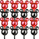 24 Pc 18" Mouse Head Foil Balloons Red & Black Mylar Party Decor & Photo Props