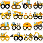 32 Pcs Construction Theme Party Eyeglasses Dump Truck Cardboard Glasses Engineering Excavator Photo Booth Props For Boy Transportation Birthday Party Supplies Favor