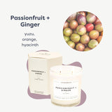 Passionfruit & Ginger 2 Wick Scented Candle - 37 Hour Burn - Luxury Non Toxic Soy Wax Candles - Long Lasting Large Glass Jar Candle For Home - 8.8Oz