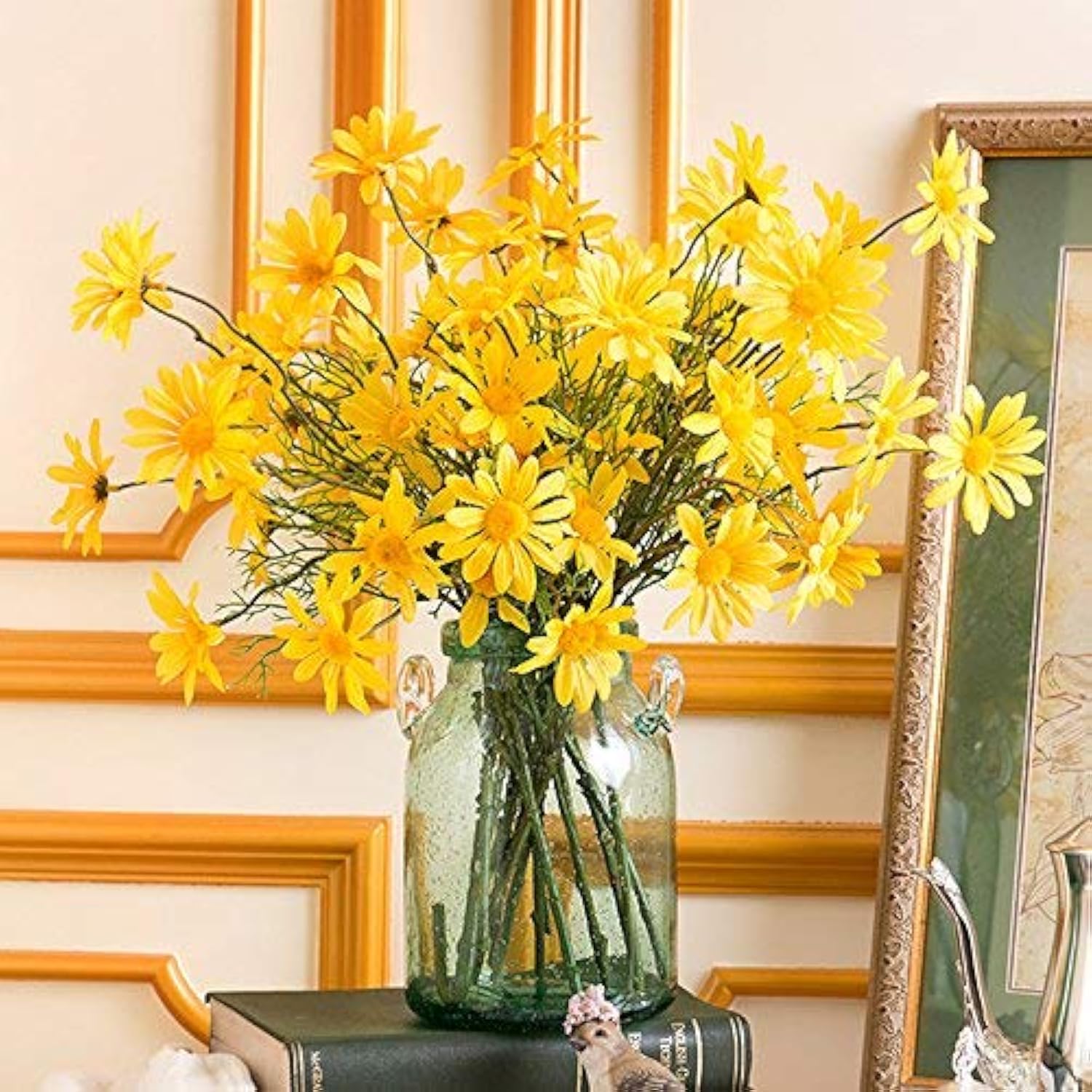 10Pcs Artificial Daisy Flowers Flower Arrangements For Home Hotel Office Wedding Party Garden Craft Art Decor Each Approx 21" High No Vase Yellow