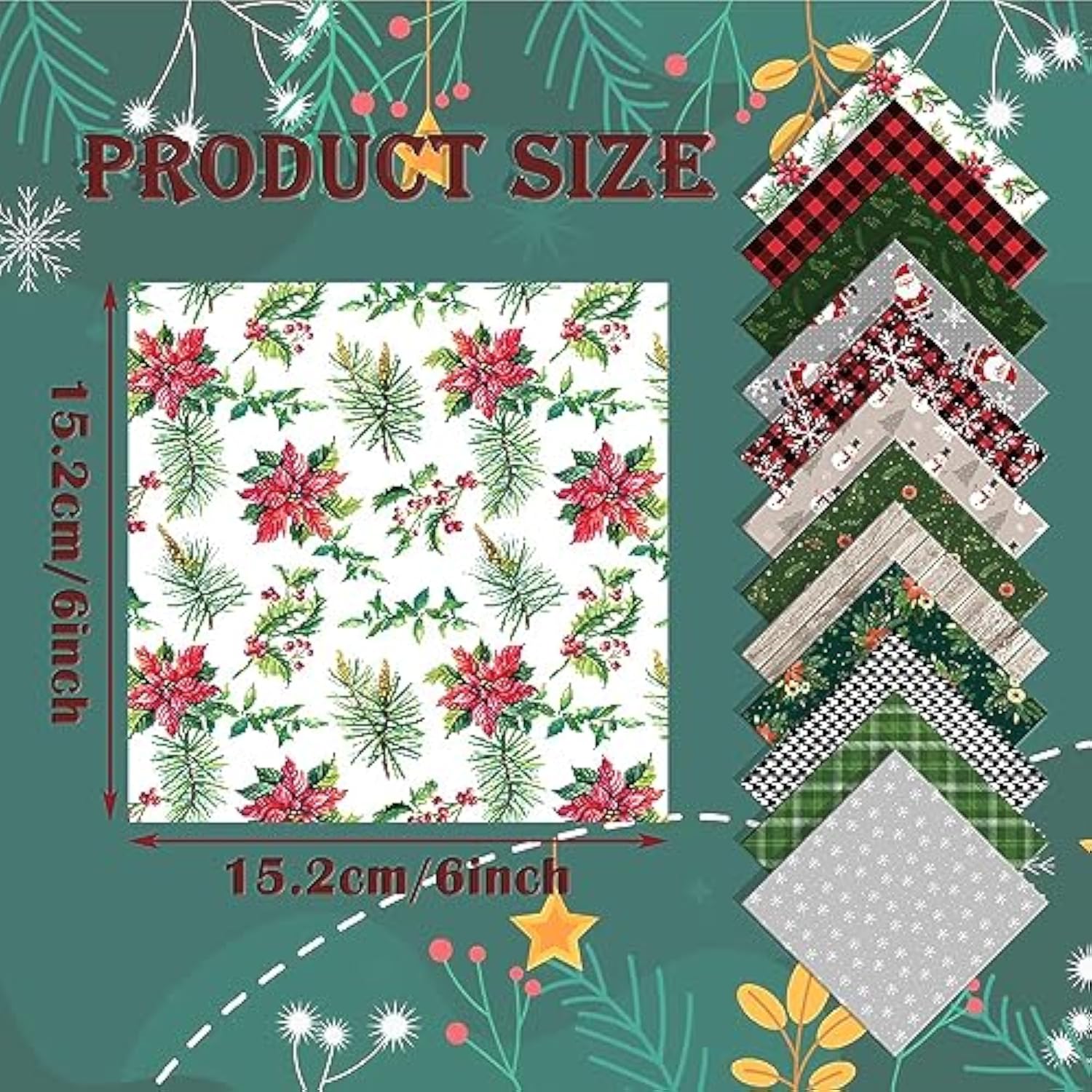 Christmas Pattern Scrapbook Paper, 6 Inch Card Production Supplies, 24 Sheets Single Sided Acid-Free Cardstock Greeting Card, Handmade Gift Journaling Craft Kits (C-Style)