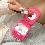 Cute Silicone AirPods Case Cover with Cleaner Kit for Women and Girls, Anti-Drop Protective Case for AirPods 1st/2nd Generation (Pink)