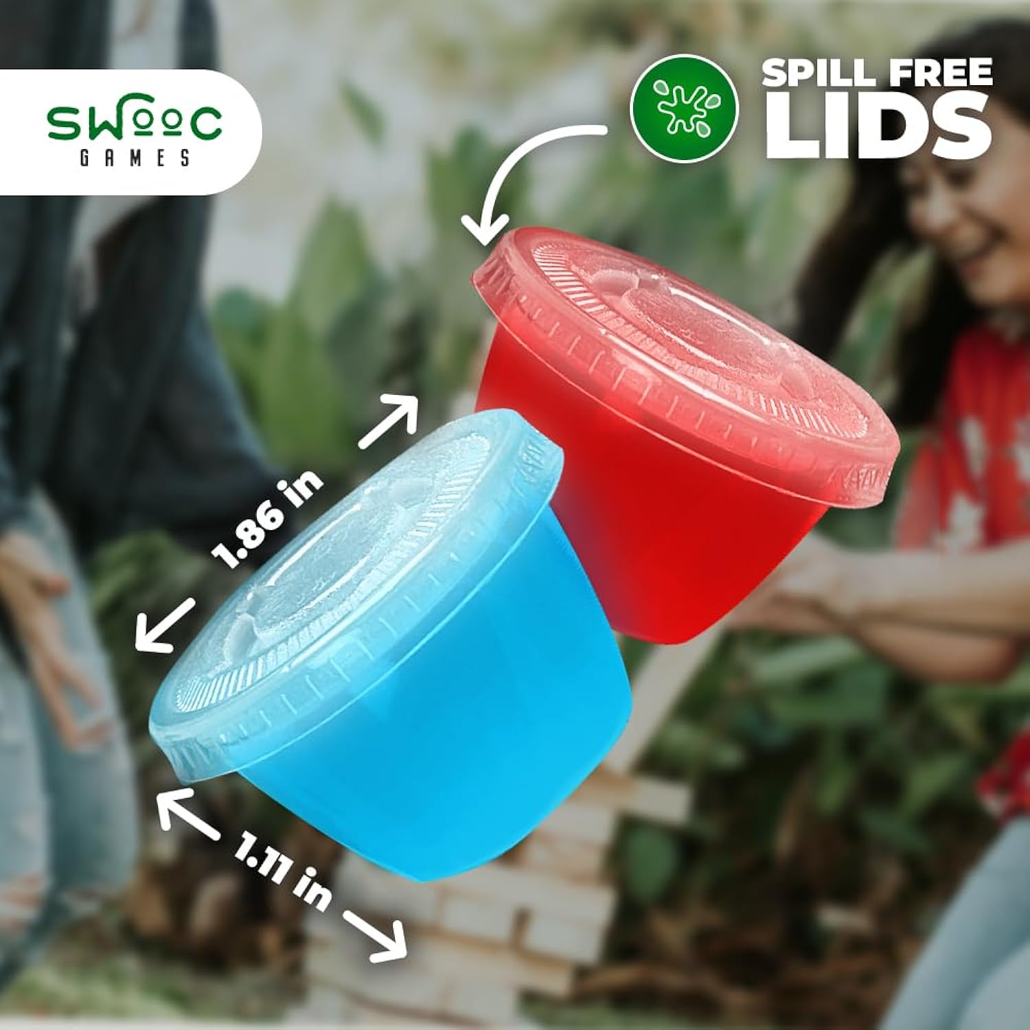 Games – 105 Extra/Replacement Gelatin Shot Cups & Lids For Giant Tower Party Game – Clear Plastic & Leak Proof - Perfect Size For Hidden Shot Blocks - Tipsy Topple Game For Adults - Block Games