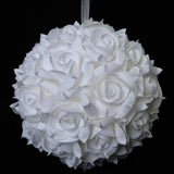 8 Inches Artificial Flowers Roses, Kissing Flower Balls, Diy Wedding Bouquets Party Home Decorations, Set Of 2, White