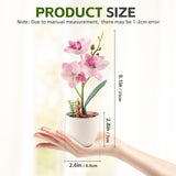 4Pcs Artificial Flowers Orchid Fake Phalaenopsis Small Potted Plant Ceramic Vase For Table Centerpiece Home Office Bathroom Wedding Decor