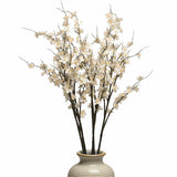 Artificial Cherry Blossom Branches For Vase Faux Cherry Blossom Stems Long Stem Artificial Flowers For Tall Vase (5, White)