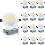 12 Pack 4 Inch LED Recessed Ceiling Lights with Junction Box 9W Dimmable Canless Ultra Thin Downlight 5 Color Selectable 2700K to 5000K Energy Saving LED Ceiling Fixtures for Home Office Kitchen