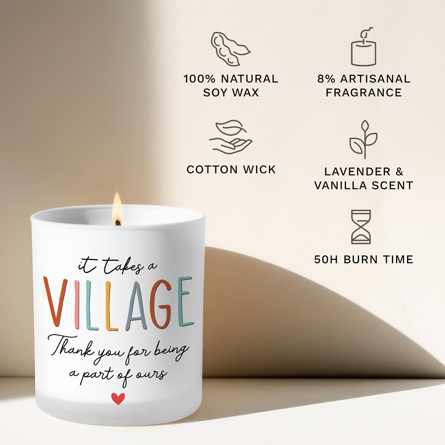 Valentines Day Gifts For Teachers - Thank You Gifts For Women Men - Teacher Appreciation Gift For Teacher, Nurse, Coworker, Caregiver, Daycare Provider, Nanny, Babysitter - Soy Wax Candle 8Oz