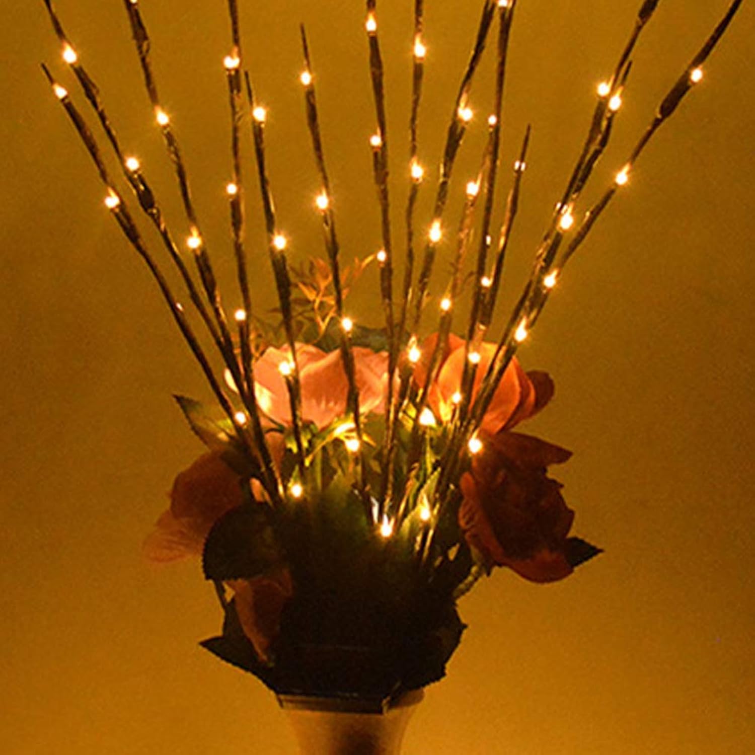 60 Leds Solar Powered Artificial Branch Lights Twig Lights Lighted Willow Branch For Christmas Thanksgiving Home Party D