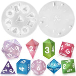 Upgraded 9 Piece Polyhedral Dice Mold (New Font), 7 Dnd Dice Set Mold & Pendant Crystal D4 Mold Silicone