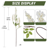3.9Ft Wisteria Artificial Flowers, 4Pcs Wisteria Hanging Flowers, Silk White Flower With Long Stem For Tall Vase Filling Wedding Wall Backdrop Centerpieces Home Decoration (White)