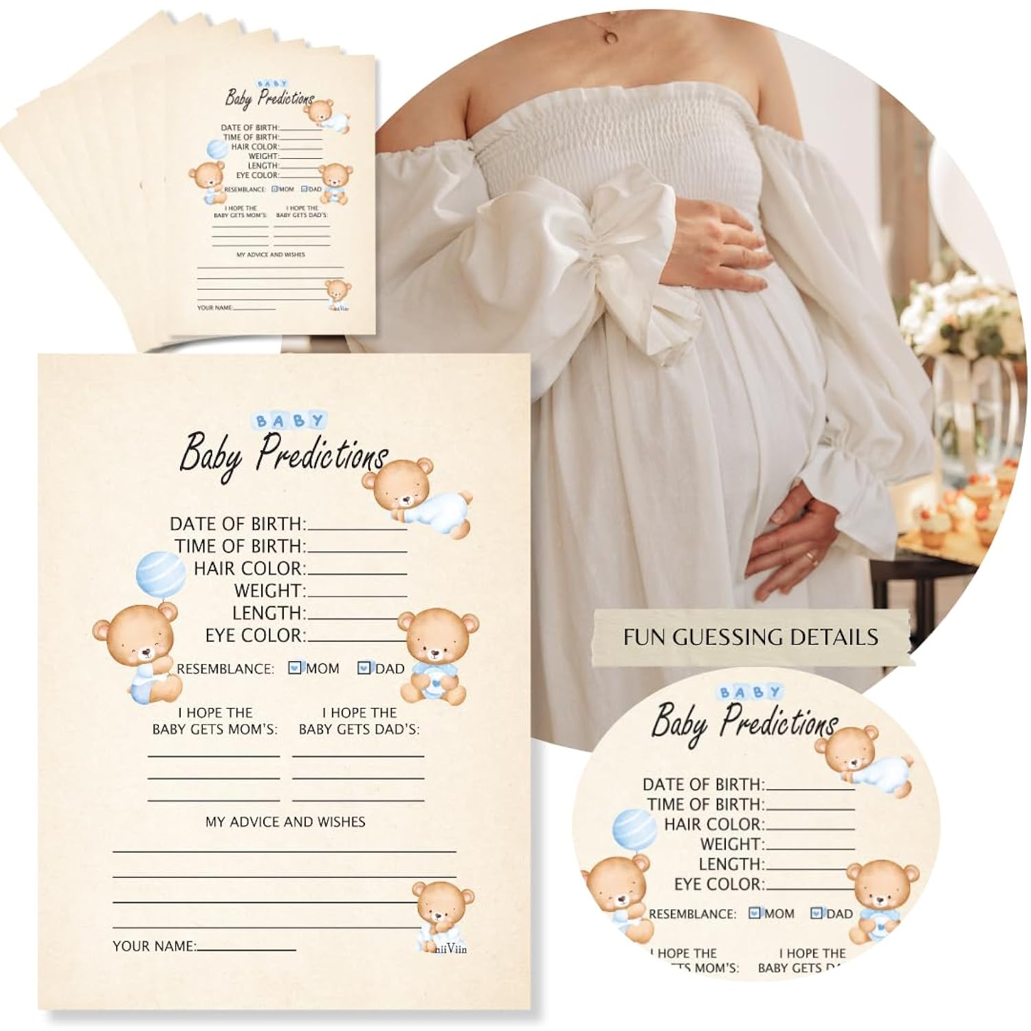 Baby Predictions And Advice Cards - 50 Keepsake 5" X 7" Cards, Fun Baby Shower Games And Activities, Advice For New Parents To Be, Wishes For Baby And Family (Baby Boy)