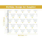 Birthday Wrapping Paper Roll For Daughter - Mini Roll - 17 Inch X 16.5 Feet - Happy Birthday Beautiful Daughter Lettering With Gold Love Design
