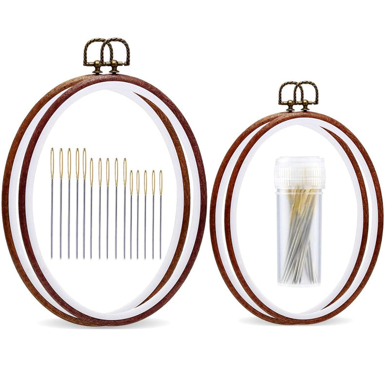 Embroidery Hoop, 4 Pack Oval Embroidery Hoop, Imitated Wood Display Frame With