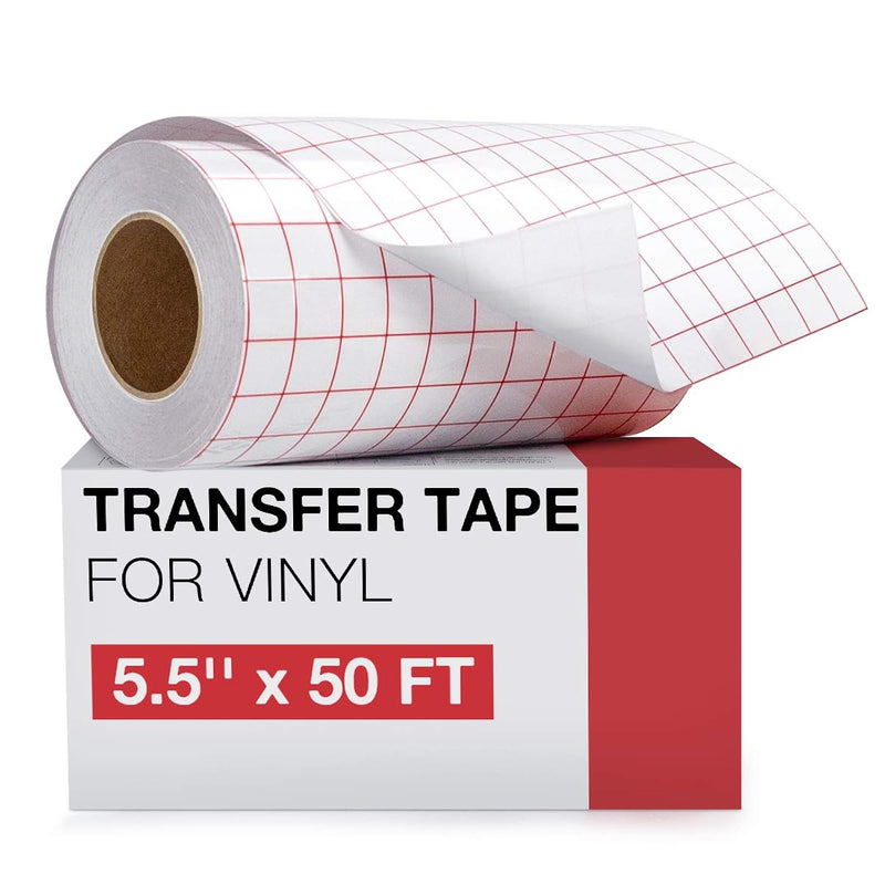 Transfer Tape For Vinyl- 5.5" X 50 Ft W/Red Alignment Grid For Cricut Joy And