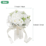 Wedding Bouquets For Bride, Artificial Flower Bouquet For Wedding Bridal Bouquets For Bride/Bridesmaid, Bouquets With Silk Ribbon [White]
