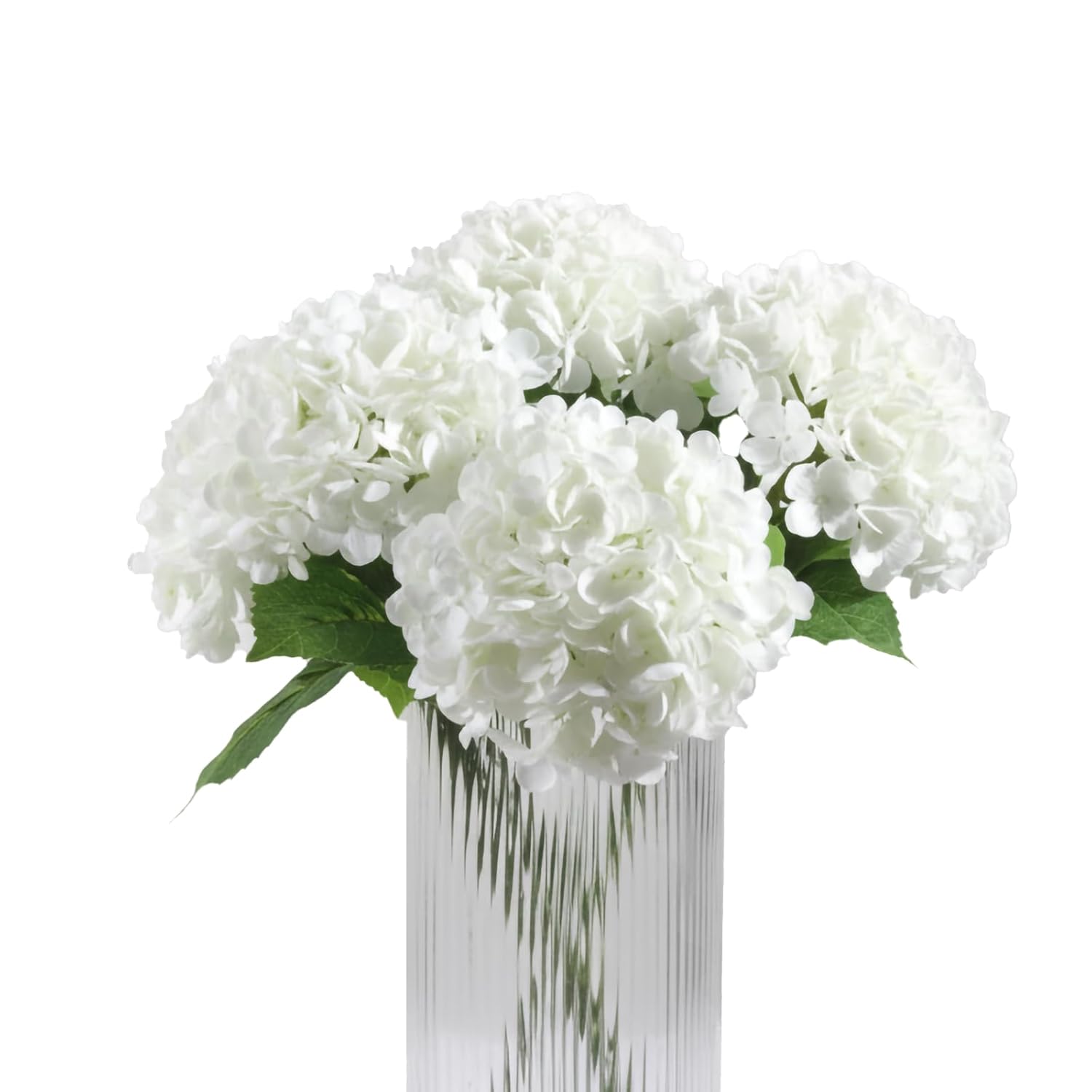 3 Pcs White Hydrangea Artificial Flowers, 21" Real Touch Fake Flowers With Long Stems, Faux Hydrangeas For Wedding Bouquets, Bridal Shower, Table Centerpieces