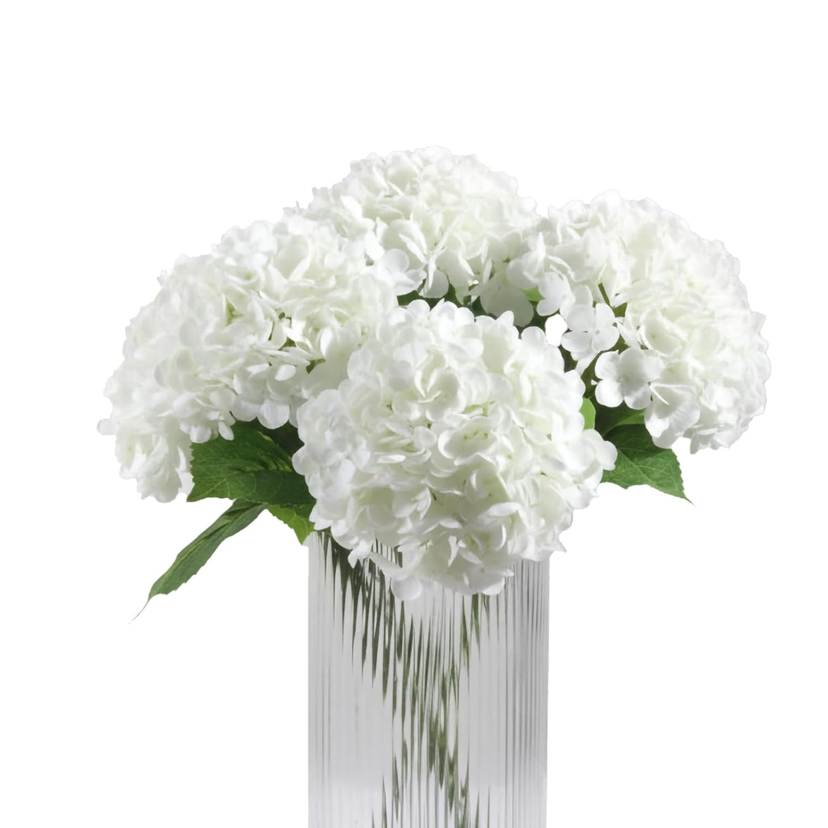 3 Pcs White Hydrangea Artificial Flowers, 21" Real Touch Fake Flowers With Long Stems, Faux Hydrangeas For Wedding Bouquets, Bridal Shower, Table Centerpieces