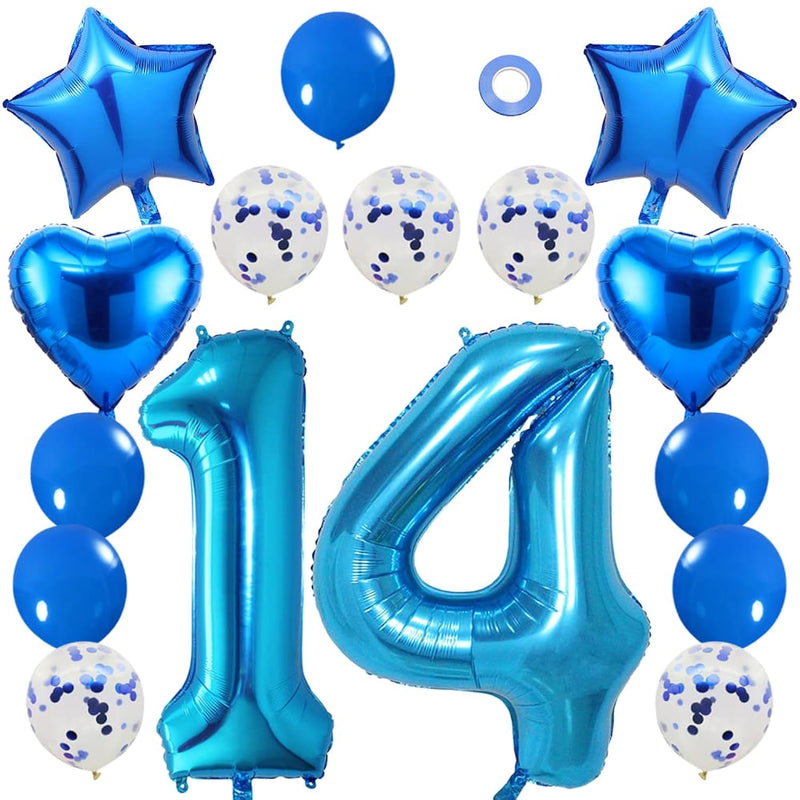 40" 14Th Number Balloon Mylar Balloon 18” Star Heart Foil Balloon 12”