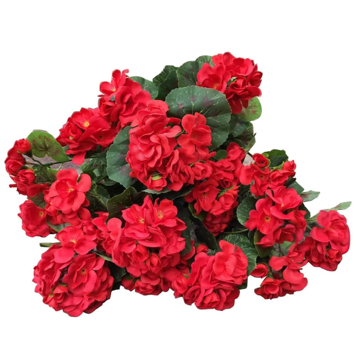 4Pcs Artificial Geranium Flowers Red Faux Silk Geranium Floral Bushes 14.2 Inches For Outdoor Decor Planter Pot Indoor Garden Patio Table Centerpiece